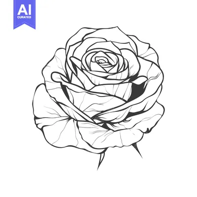 Aset premium populer: A Detailed Line Art Illustration of a Single Rose