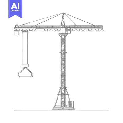 Premium design asset: A Detailed Line Drawing of a Construction Crane