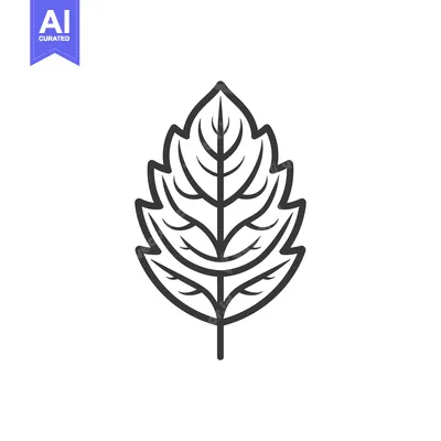 Aset desain premium: A Detailed Line Drawing of a Single Leaf