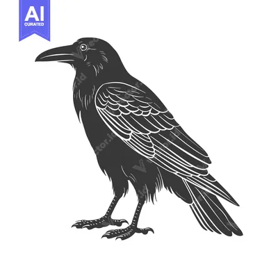Aset premium populer: A Detailed Silhouette of a Raven with Feathered Wings and Talons