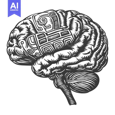 Popular premium asset: A detailed stylized illustration of a human brain with geometric patte