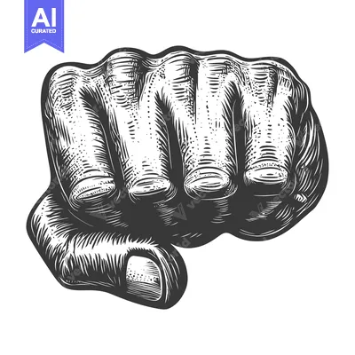 Aset premium populer: A Detailed Woodcut Illustration of a Clenched Fist