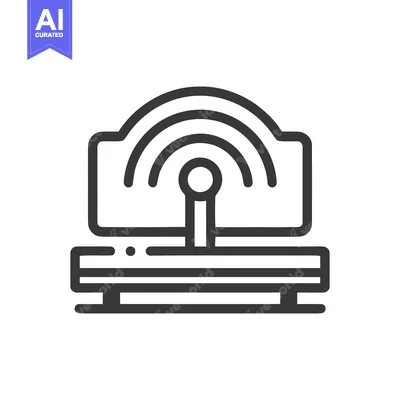 Aset premium populer: Minimalist Icon of a Wireless Router with Signal Waves