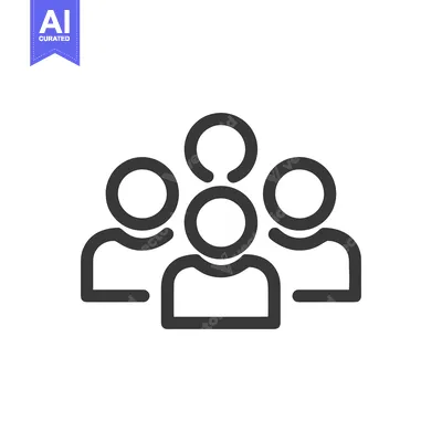 Aset desain premium: Minimalist Group Icon: Three Unified Figures in Simple Line Art