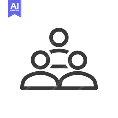 Aset premium populer: Minimalist Teamwork Icon: Three Connected Figures in Dark Gray on Whit