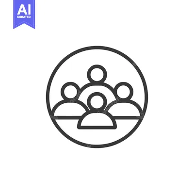 Aset desain premium: Teamwork Icon: Group of People in Circle, Minimalist Design