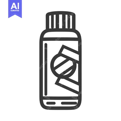 Popular premium asset: A simple black and white illustration of a medicine bottle