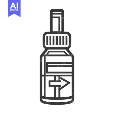 Premium design asset: A black and white illustration of a medicine bottle