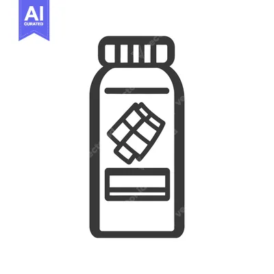 Aset desain premium: A simple graphic illustration of a bottle with label and content