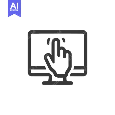 Premium design asset: Interactive Touchscreen Monitor: Hand Gesture Control Icon