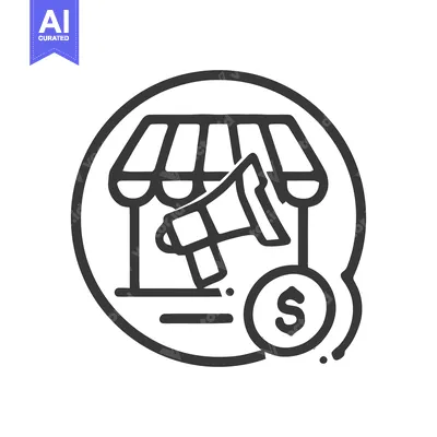 Aset premium populer: Store Promotion Icon: Megaphone, Dollar Sign, and Shopfront in Circle