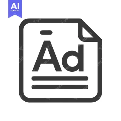 Premium design asset: Minimalist Ad Icon: Bold Typography on Document Page