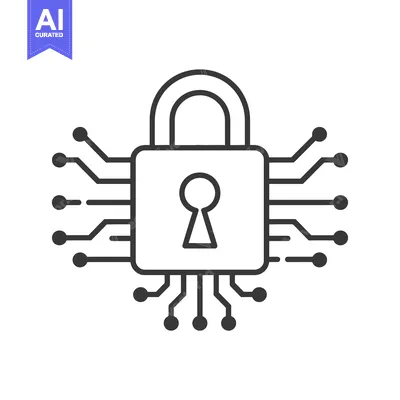 Premium design asset: A digital padlock with circuit board connections