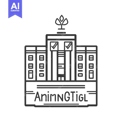 Premium design asset: A line drawing of an institutional building with plant growth