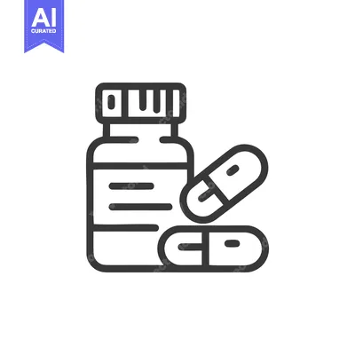 Aset premium populer: Minimalist Icon of Pill Bottle with Capsules, Medical Treatment