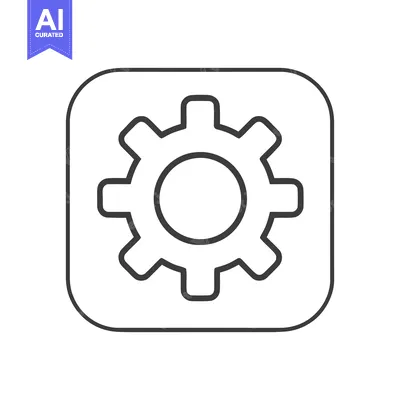 Aset premium populer: Gear Icon in Rounded Square, Simple Outline Style, Isolated