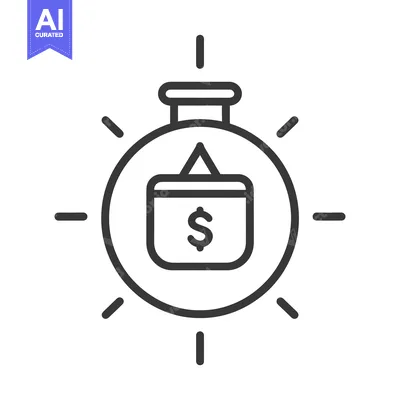 Aset desain premium: A Dollar Sign Inside A Bag Hanging From A String With A Circle And Lin