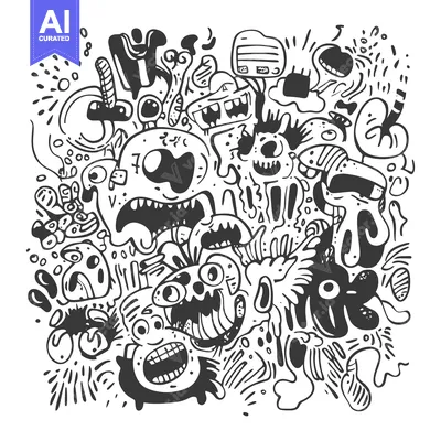 A Doodle of Grotesque and Hilarious Cartoon Monsters