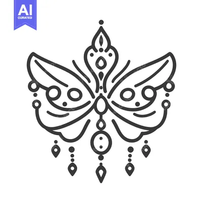 Aset premium populer: Decorative symmetric linear design with floral and droplet elements