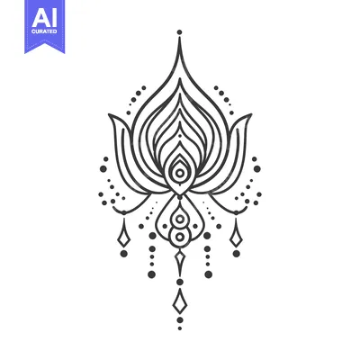 Premium design asset: An intricate black and white floral design with many details