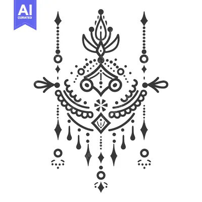 Aset premium populer: An elegant symmetrical black and white design on a white background