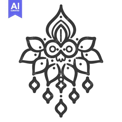 Aset desain premium: Detailed floral design with symmetrical arrangement and decorative ele