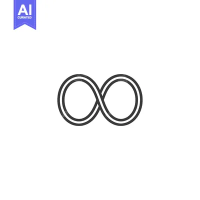 Aset desain premium: A double-lined infinity symbol in black against a white background