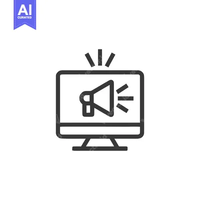 Premium design asset: Loud Announcement: Megaphone Icon on Computer Screen, Marketing Concep