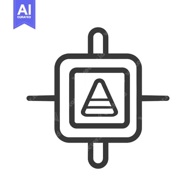 Premium design asset: A simple geometric icon with square frames and a pyramid