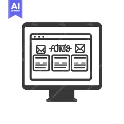 Premium design asset: A computer monitor displays a simplified email messaging application i