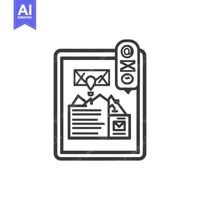Aset desain premium: A digital tablet displays various communication and information symbol