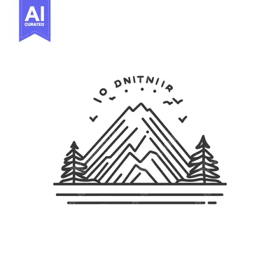 Aset premium populer: A simple black and white drawing of mountains and trees