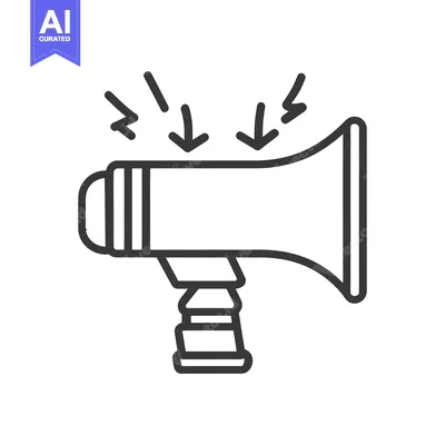 A simple black and white line drawing of a megaphone