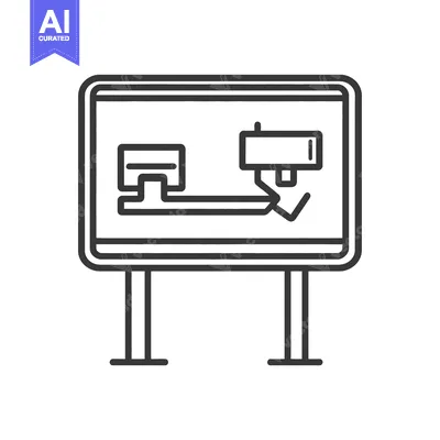 A diagram illustrating a concept on a sign with supports