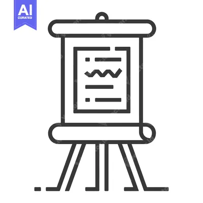 Aset premium populer: A simple black and white illustration of a presentation board