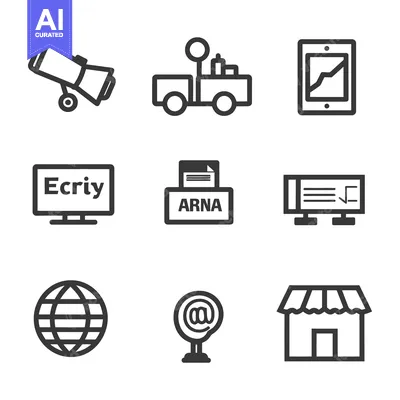 Aset premium populer: Illustrations showing various icons representing communication and tec