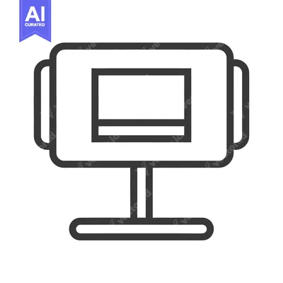 Premium design asset: A simple black and white icon representing a computer monitor