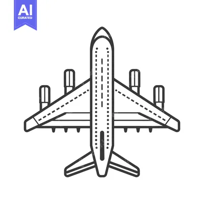 Aset premium populer: A detailed overhead view of a passenger aircraft illustration
