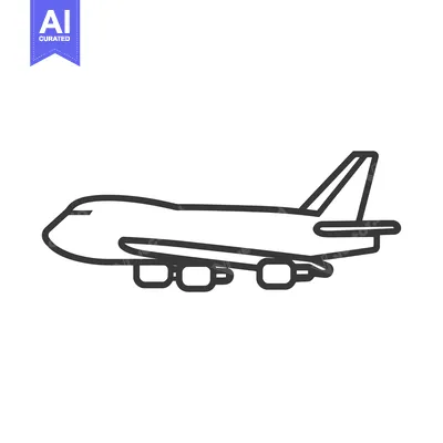 Aset premium populer: A simple line drawing depicts an airplane in profile view