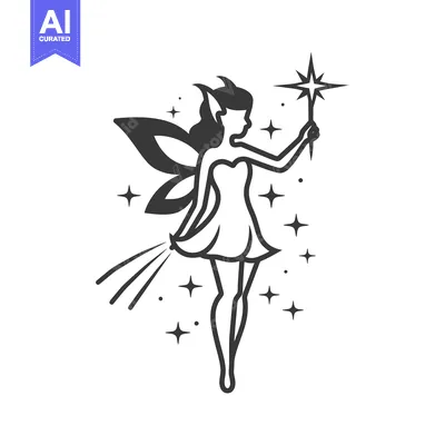 Aset premium populer: A Fairy with Wings Holding a Star Wand