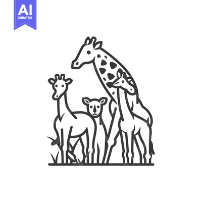 Premium design asset: A Family of Giraffes Standing in Grass