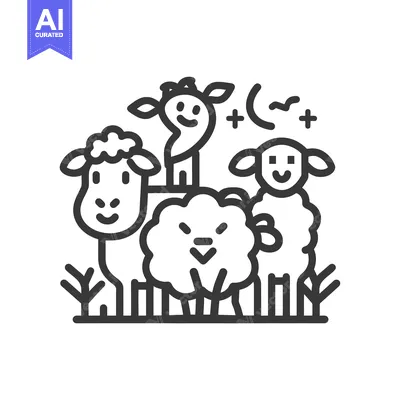 Popular premium asset: A Family of Sheep and a Cloud with a Moon and Stars in the Night Sky