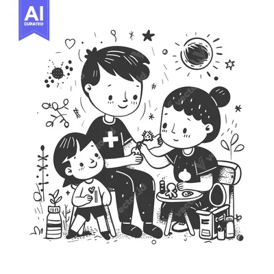 Popular premium asset: A Family of Three with a Young Daughter, Sitting in a Garden Setting
