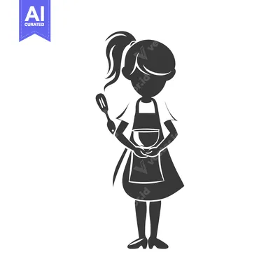 Aset premium populer: A Female Chef Holding a Mixing Bowl and a Spatula