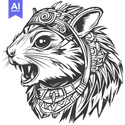 Aset premium populer: A ferociously detailed rodent with an intricate feathered headpiece