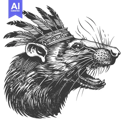 Premium design asset: A ferocious rodent wearing a feathered headdress