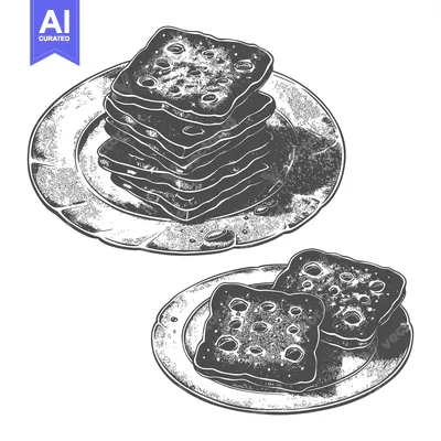 Stacked and individual pieces of toasted bread on plates