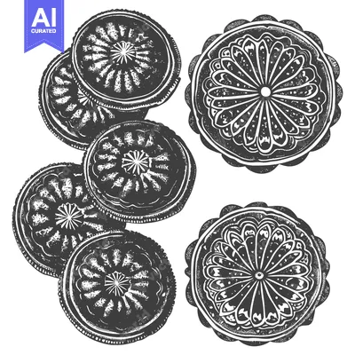 Aset premium populer: Intricate Design Of Round Cookies Stacked And Arranged
