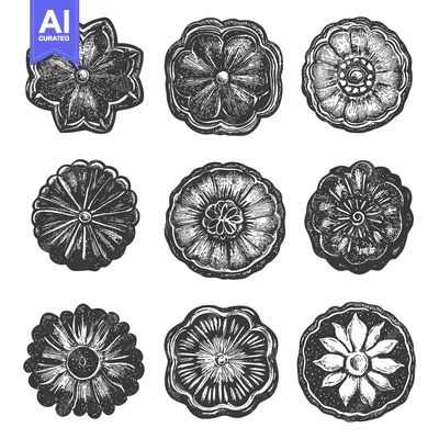 Popular premium asset: Collection of Intricate Floral Designs in a Circular Shape