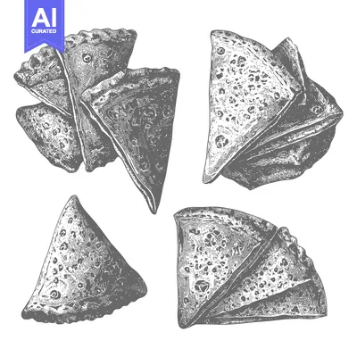 Popular premium asset: Delicious Triangular Pastry Pieces Arranged Artistically